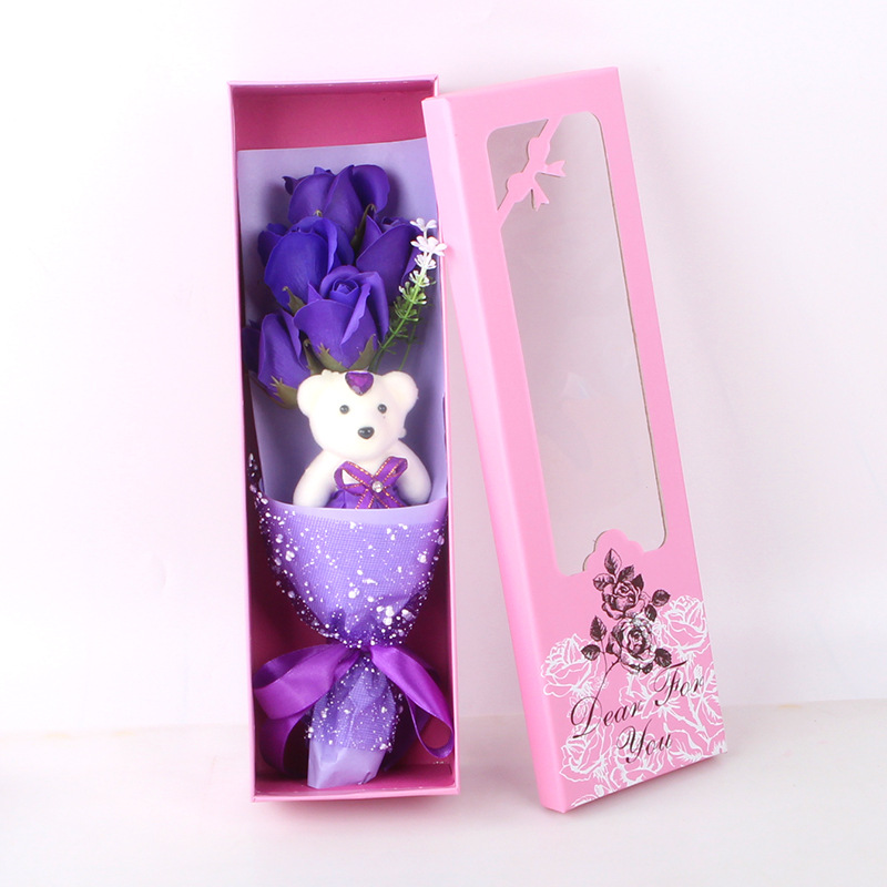 Sanba Mother's Day Soap Rose 5 Flowers Bear Soap Flower Valentine's Day Promotion Christmas Gift Sanba Mother's Day Soap Rose 5 Flowers Bear Soap Flower Valentine's Day Promotion Christmas Gift