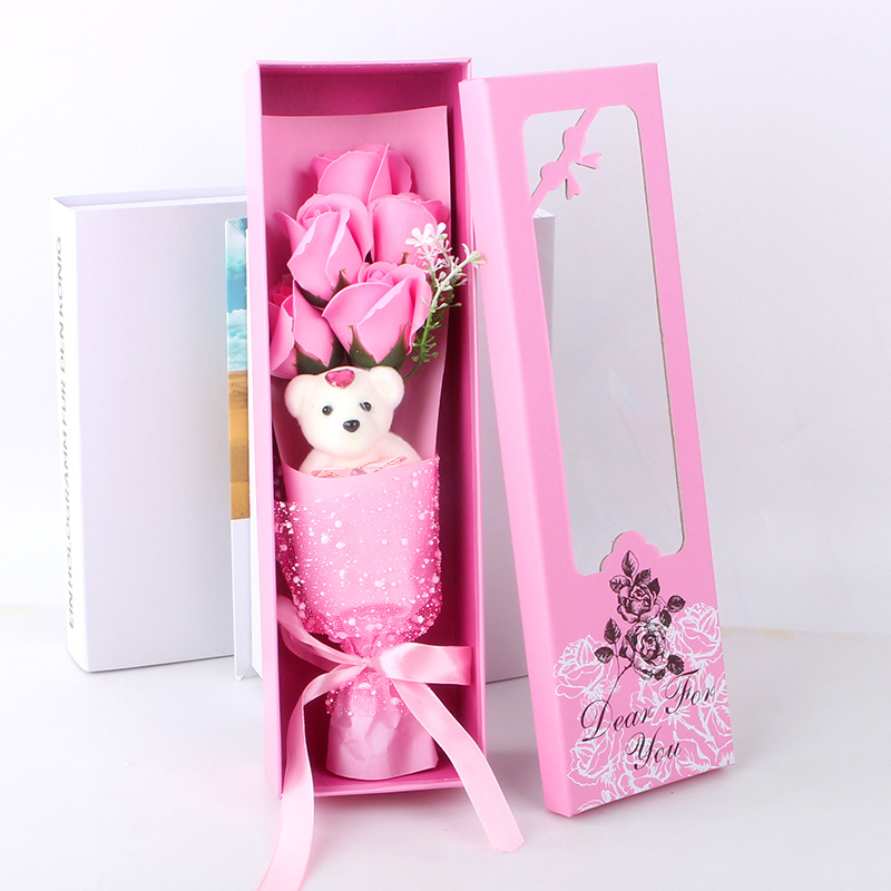 Sanba Mother's Day Soap Rose 5 Flowers Bear Soap Flower Valentine's Day Promotion Christmas Gift Sanba Mother's Day Soap Rose 5 Flowers Bear Soap Flower Valentine's Day Promotion Christmas Gift