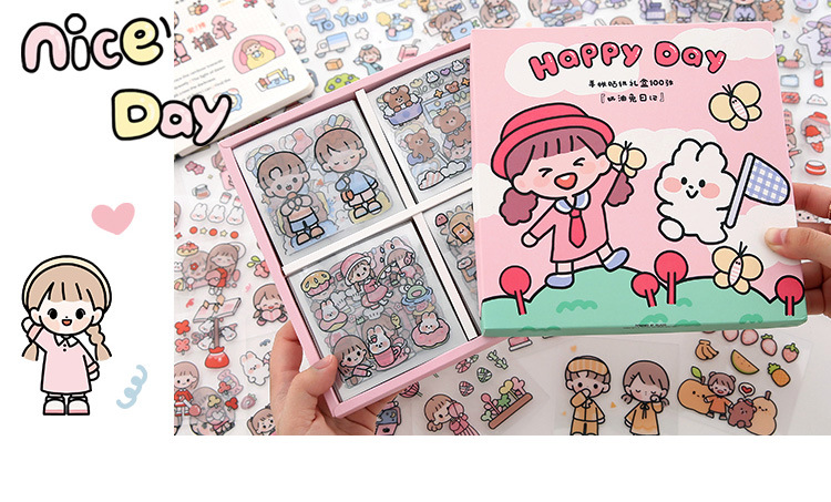 Decoration sticker Rabbit Gift Box Creative Stickers Set Waterproof Pet Water Cup Decorative Journal Stickers