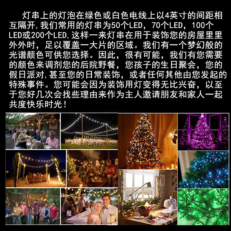 UL certified 110VLED 100 injection molded 5MMLED cold white Christmas lights decorative strings