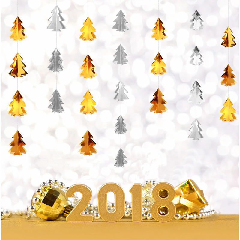 10 Stereo Mini Christmas Tree Paper String Flower Hanging Flag Christmas Decorations Party Decoration Supplies