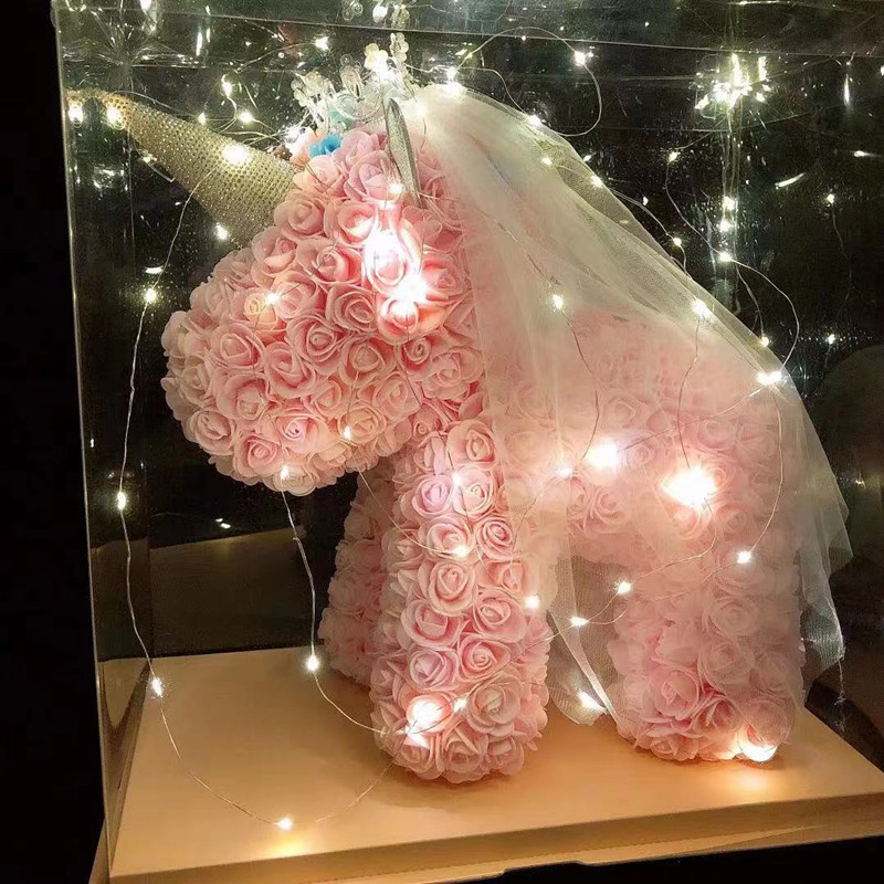 Preserved Fresh Flower Unicorn Christmas Valentine&#039;s Day Gift Rose Bear PE Foam Rose Unicorn Manufacturer