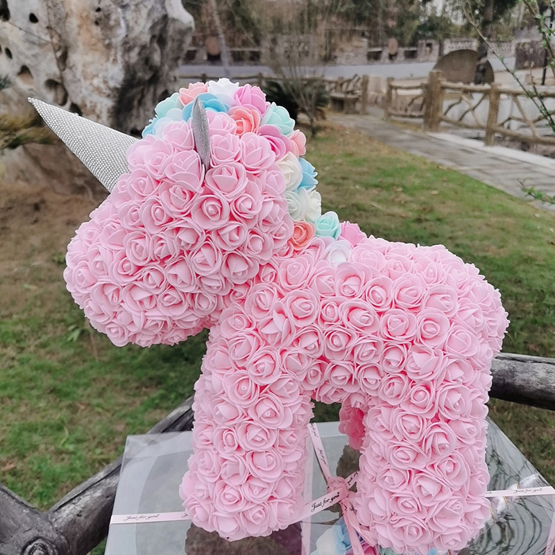 Preserved Fresh Flower Unicorn Christmas Valentine&#039;s Day Gift Rose Bear PE Foam Rose Unicorn Manufacturer