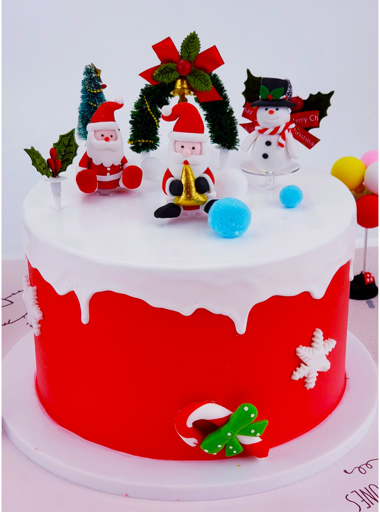 Christmas Cake Insert Brand Christmas Atmosphere Cake Insert Sign Santa Claus Snowman Flower Arrangement