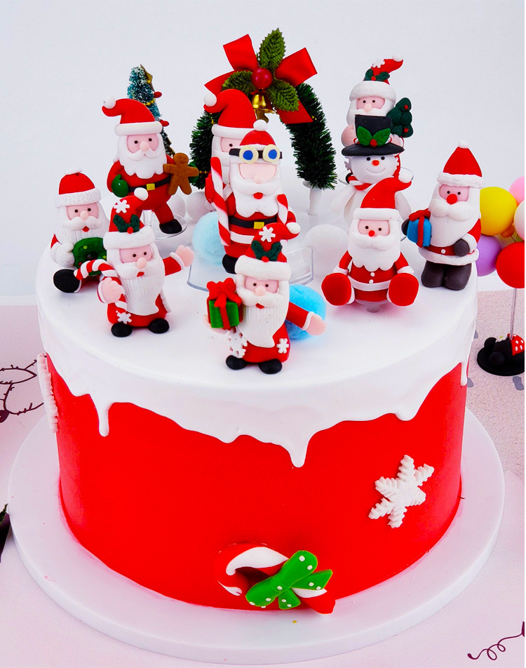 Christmas Cake Insert Brand Christmas Atmosphere Cake Insert Sign Santa Claus Snowman Flower Arrangement