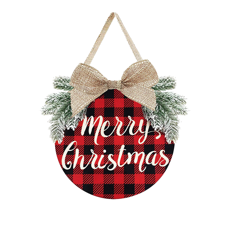 Christmas Party Decoration Fashion Flowers and Plants Merry Christmas Linen Bowknot Door Hanging
