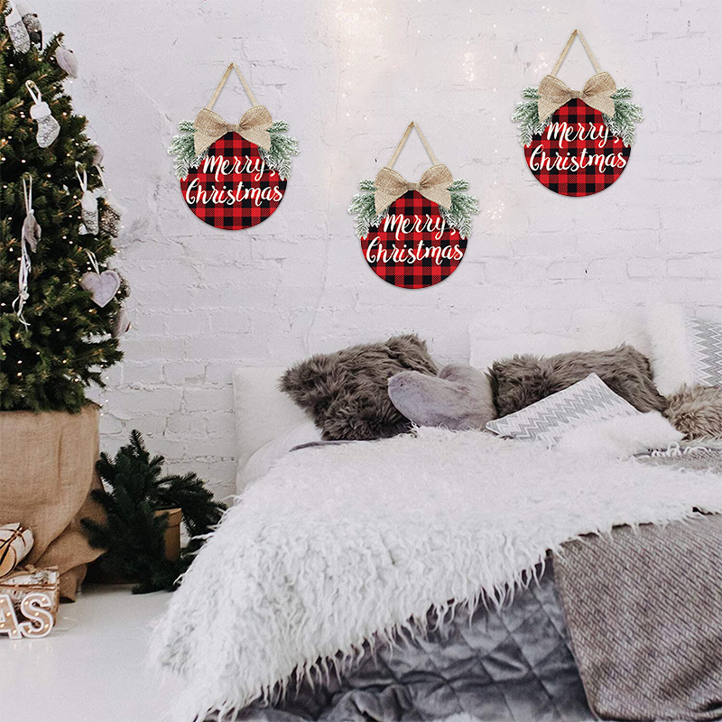 Christmas Party Decoration Fashion Flowers and Plants Merry Christmas Linen Bowknot Door Hanging