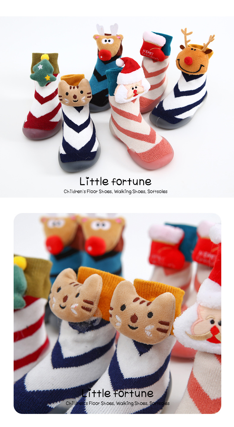 0-4 Years Old Ins Korean Style Autumn and Winter Thickened Christmas Style Children Sock Sneakers Baby Toddler Shoes Sticky Flower V-Shaped Manufacturer 0-4 Years Old Ins Korean Style Autumn and Winter Thickened Christmas Style Children Sock Sneakers Baby Toddler Shoes Sticky Flower V-Shaped Manufacturer
