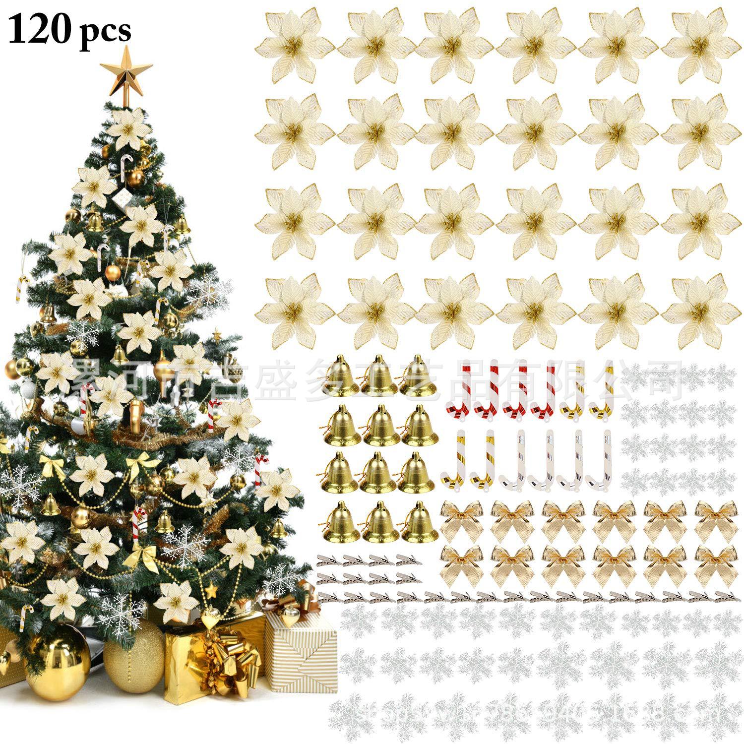 Flower Set Christmas Tree Decoration Pendant 2019 New Arrival CrossBorder Hot Plastic Flowers Artificial Flower
