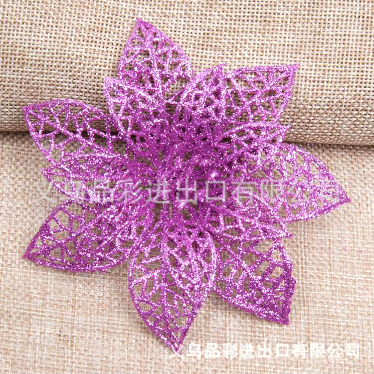 10cm Sticky Powder Christmas Fake Flower 8 Colors Optional Hollow Christmas Flower Christmas Gift Decoration 10cm Sticky Powder Christmas Fake Flower 8 Colors Optional Hollow Christmas Flower Christmas Gift Decoration