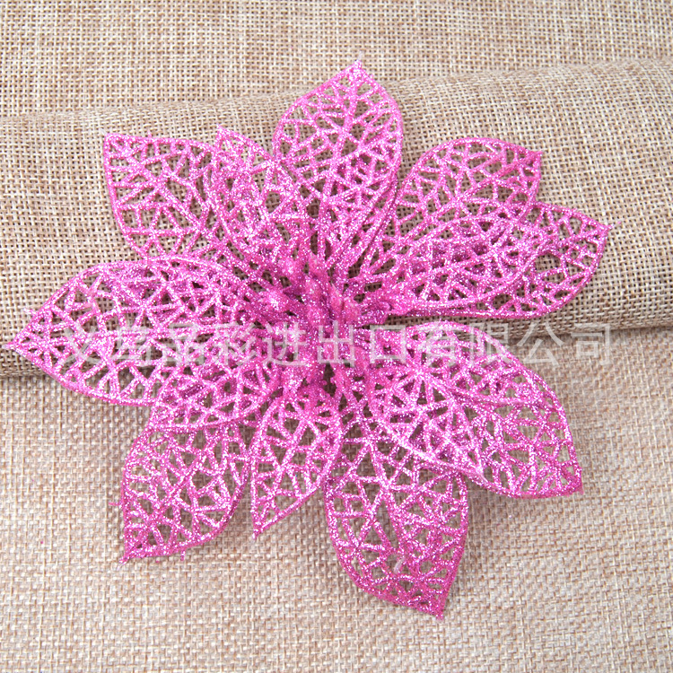 10cm Sticky Powder Christmas Fake Flower 8 Colors Optional Hollow Christmas Flower Christmas Gift Decoration 10cm Sticky Powder Christmas Fake Flower 8 Colors Optional Hollow Christmas Flower Christmas Gift Decoration