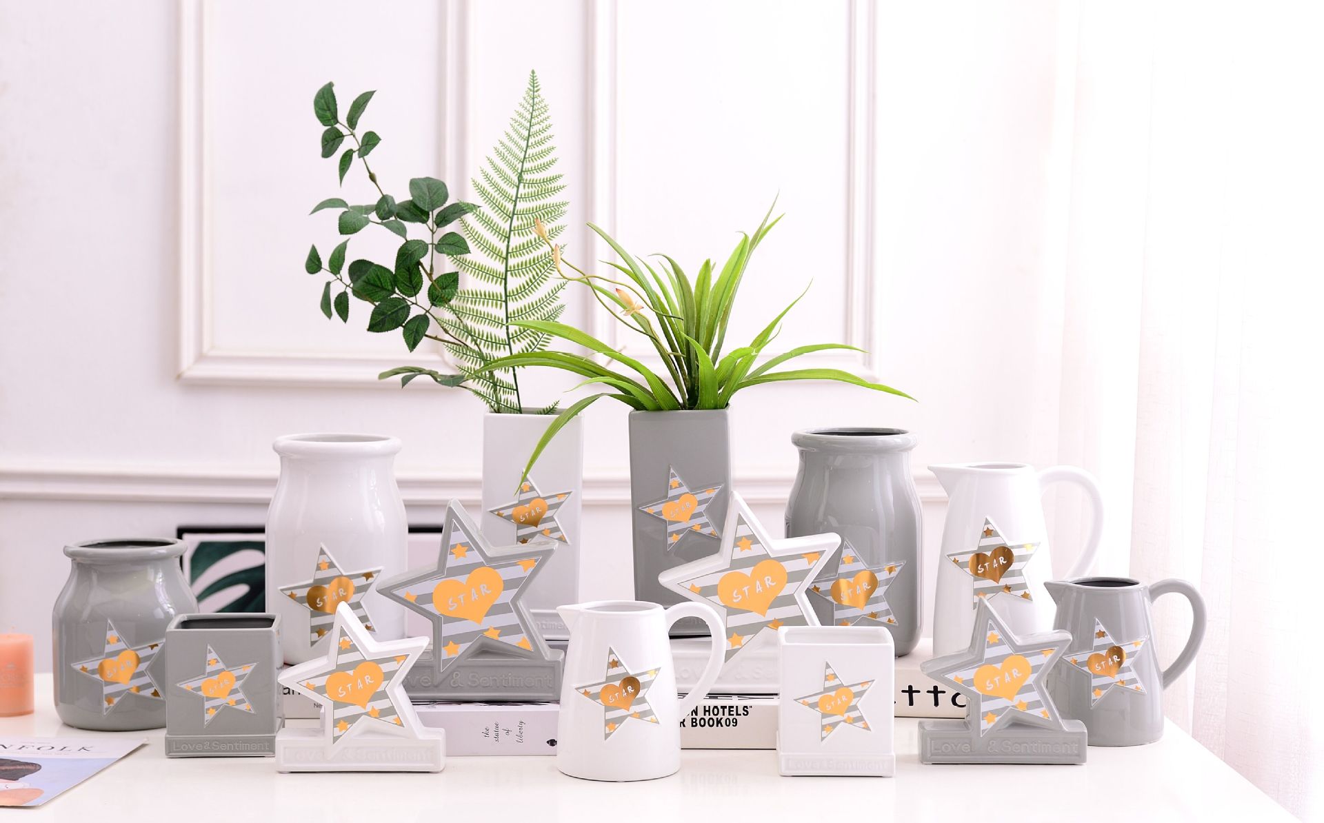 Christmas star simple Modern INS Wind Nordic White Gray Vase Pot flower Household decoration decorations