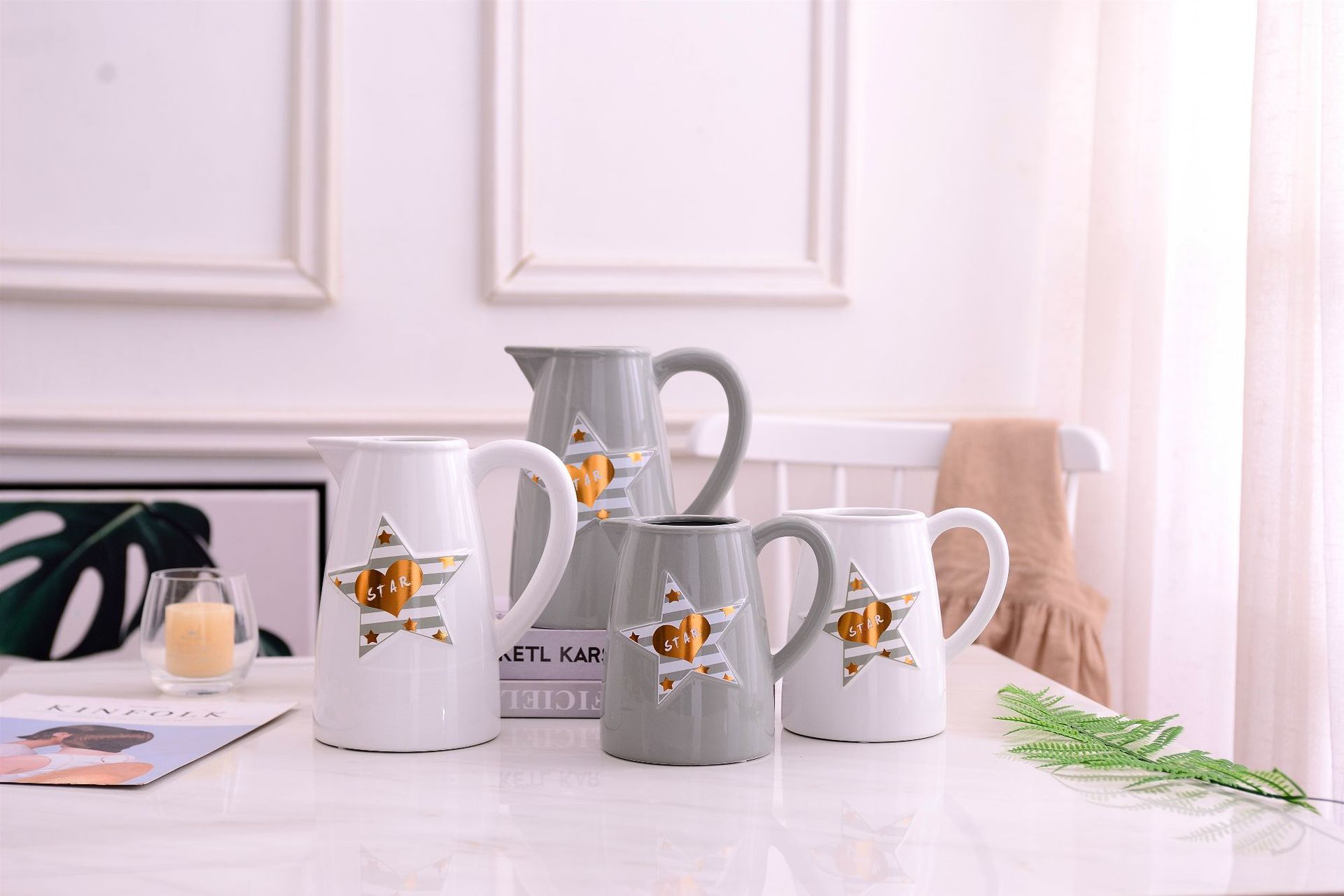 Christmas star simple Modern INS Wind Nordic White Gray Vase Pot flower Household decoration decorations