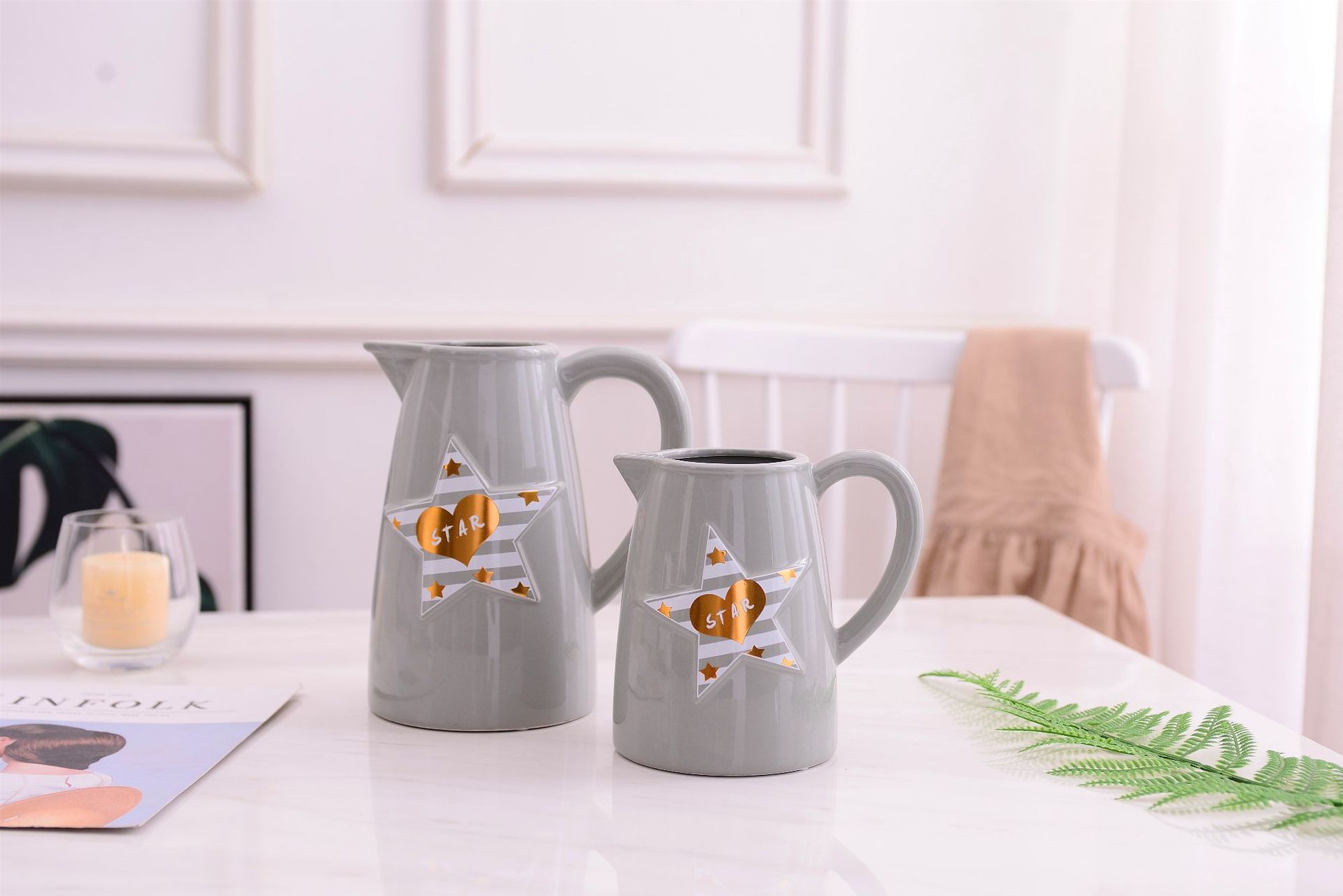 Christmas star simple Modern INS Wind Nordic White Gray Vase Pot flower Household decoration decorations