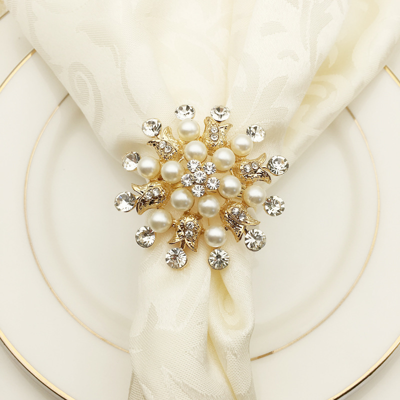 Hotel Christmas Snowflake Napkin Ring Pearl Flower Napkin Ring Napkin Ring Napkin Ring Napkin Ring Factory Wholesale