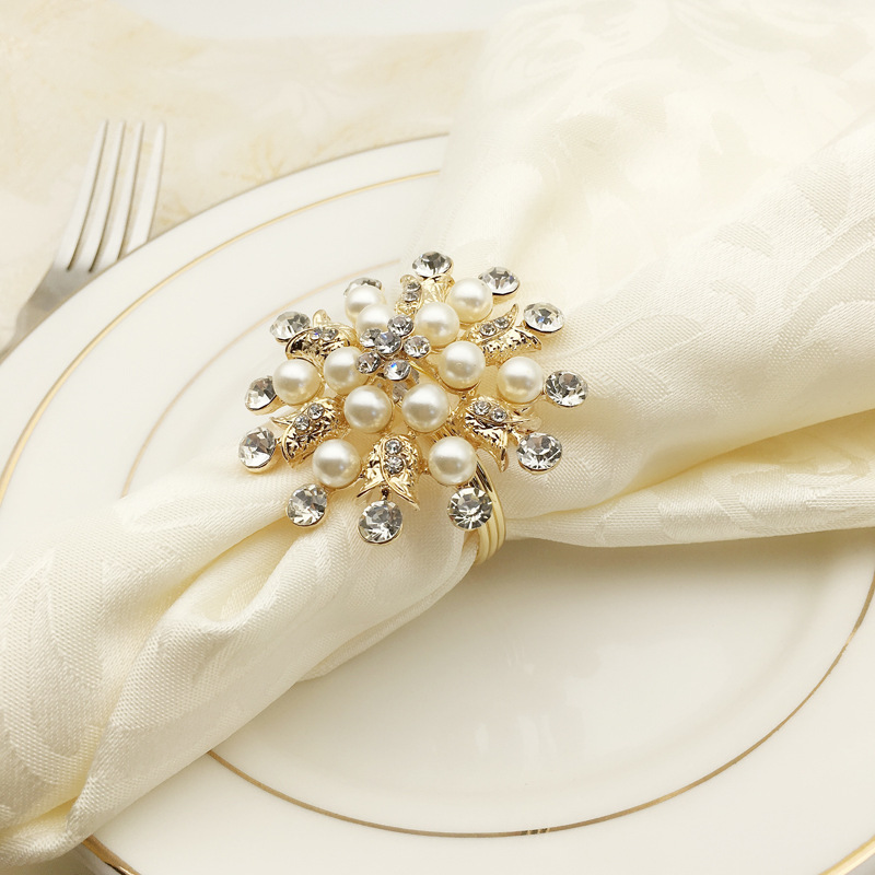 Hotel Christmas Snowflake Napkin Ring Pearl Flower Napkin Ring Napkin Ring Napkin Ring Napkin Ring Factory Wholesale