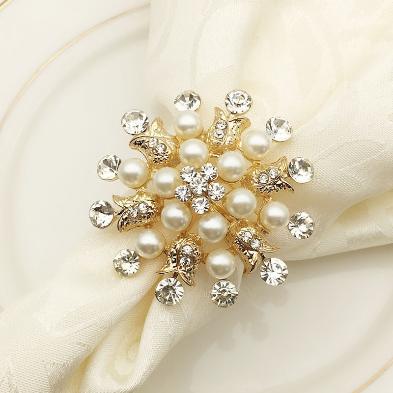 Hotel Christmas Snowflake Napkin Ring Pearl Flower Napkin Ring Napkin Ring Napkin Ring Napkin Ring Factory Wholesale