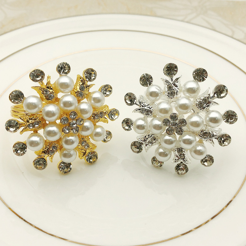 Hotel Christmas Snowflake Napkin Ring Pearl Flower Napkin Ring Napkin Ring Napkin Ring Napkin Ring Factory Wholesale
