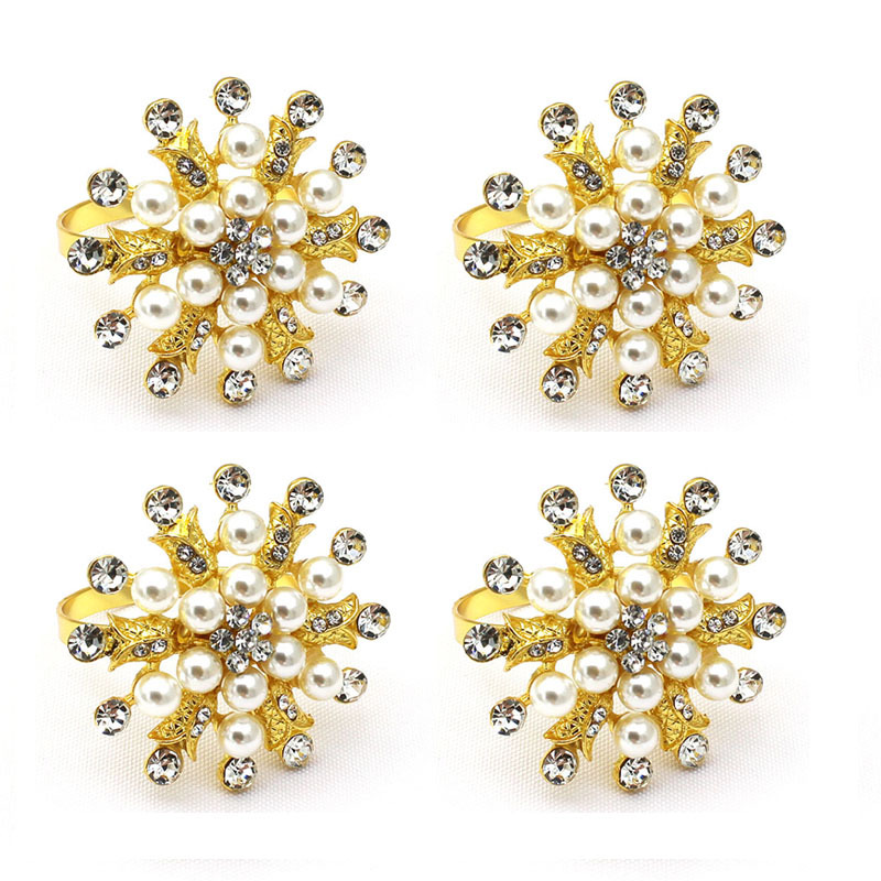 Hotel Christmas Snowflake Napkin Ring Pearl Flower Napkin Ring Napkin Ring Napkin Ring Napkin Ring Factory Wholesale