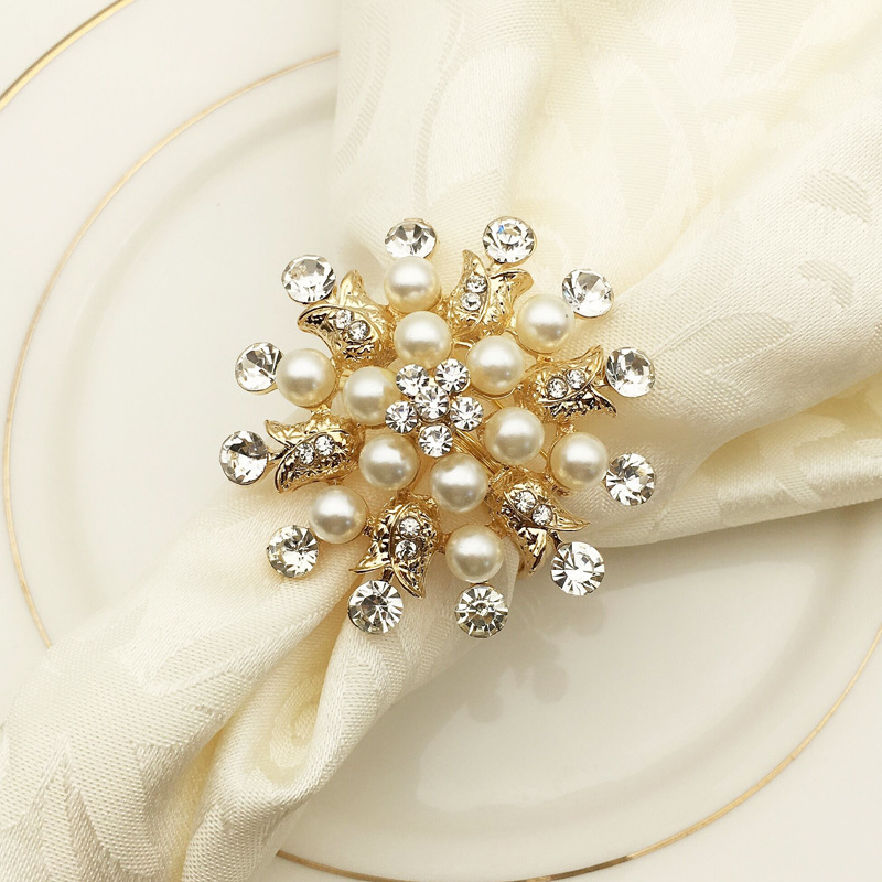 Hotel Christmas Snowflake Napkin Ring Pearl Flower Napkin Ring Napkin Ring Napkin Ring Napkin Ring Factory Wholesale