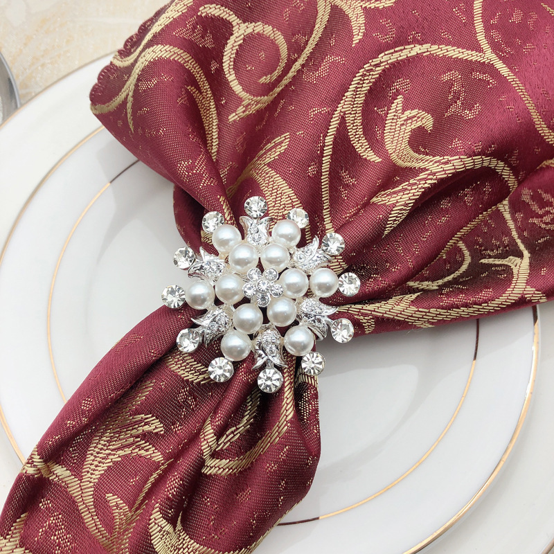 Hotel Christmas Snowflake Napkin Ring Pearl Flower Napkin Ring Napkin Ring Napkin Ring Napkin Ring Factory Wholesale