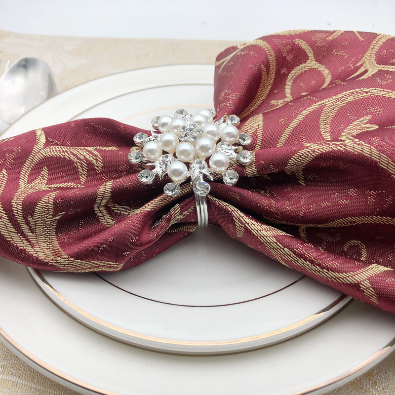 Hotel Christmas Snowflake Napkin Ring Pearl Flower Napkin Ring Napkin Ring Napkin Ring Napkin Ring Factory Wholesale