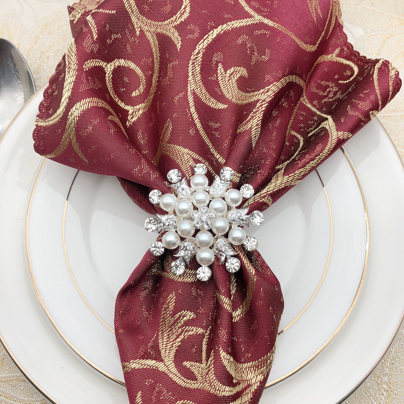 Hotel Christmas Snowflake Napkin Ring Pearl Flower Napkin Ring Napkin Ring Napkin Ring Napkin Ring Factory Wholesale