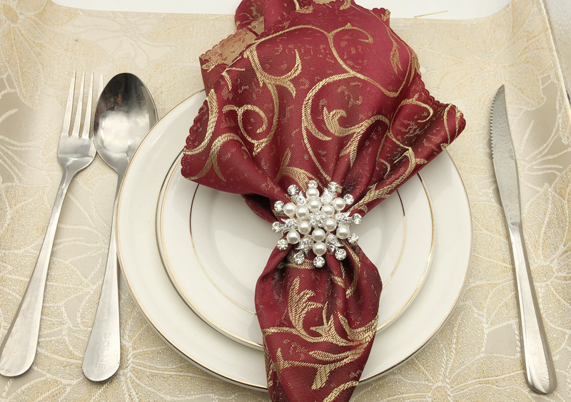 Hotel Christmas Snowflake Napkin Ring Pearl Flower Napkin Ring Napkin Ring Napkin Ring Napkin Ring Factory Wholesale
