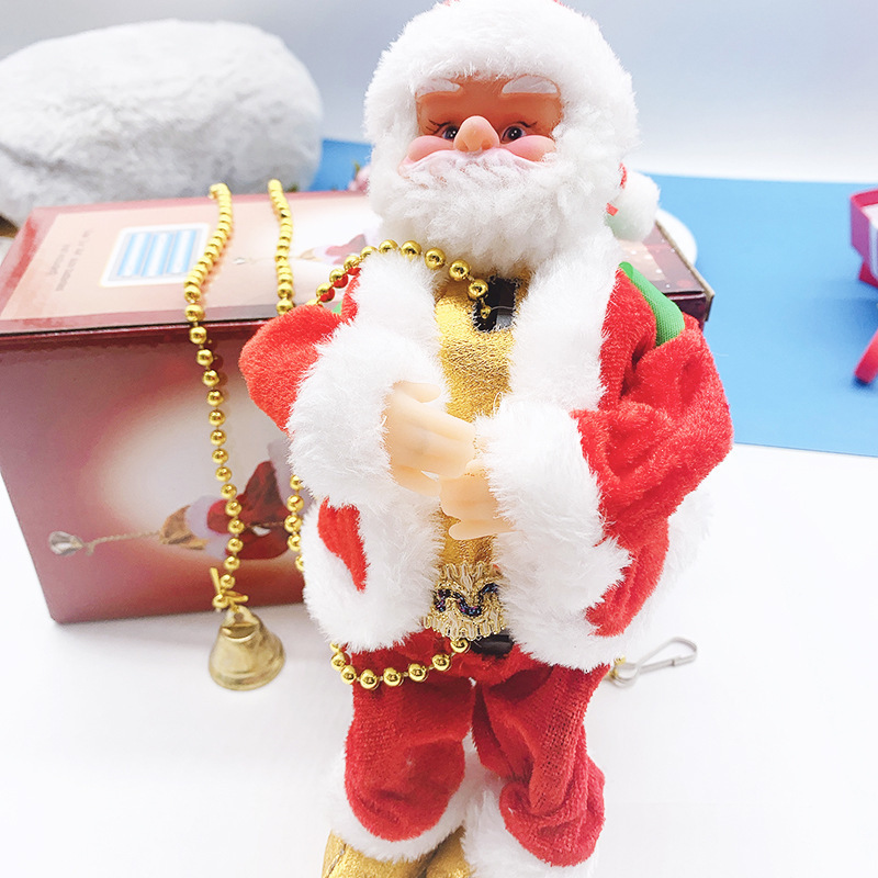 Santa Claus with Optical Fiber Red and White Single Ladder Double Ladder Climbing Beads Elk Pull Car Santa Claus