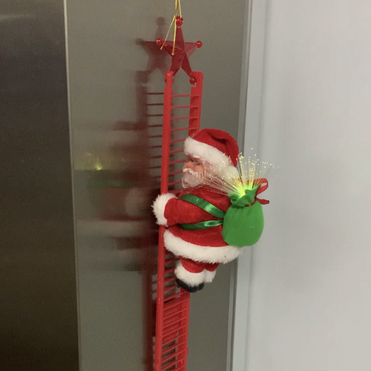 Santa Claus with Optical Fiber Red and White Single Ladder Double Ladder Climbing Beads Elk Pull Car Santa Claus