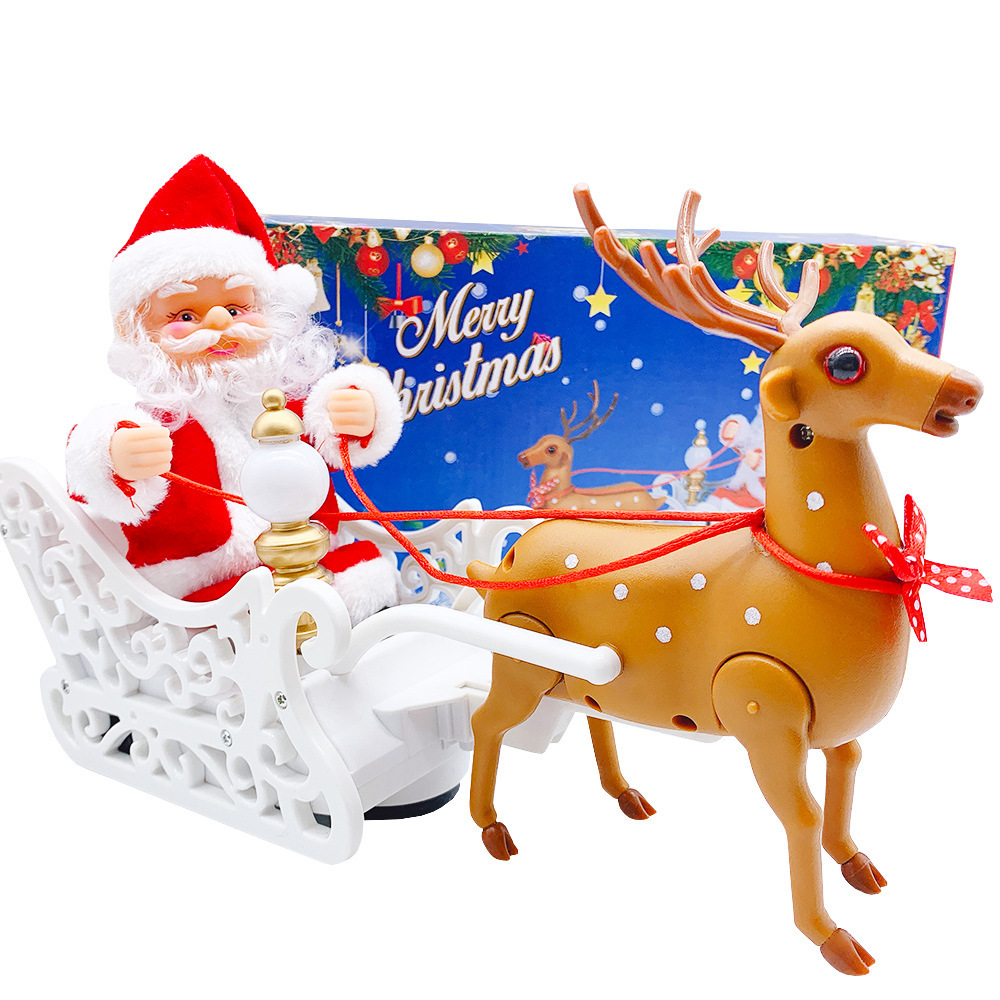 Santa Claus with Optical Fiber Red and White Single Ladder Double Ladder Climbing Beads Elk Pull Car Santa Claus