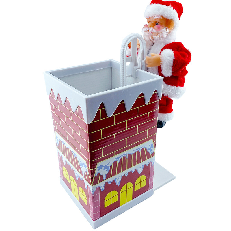 Santa Claus with Optical Fiber Red and White Single Ladder Double Ladder Climbing Beads Elk Pull Car Santa Claus