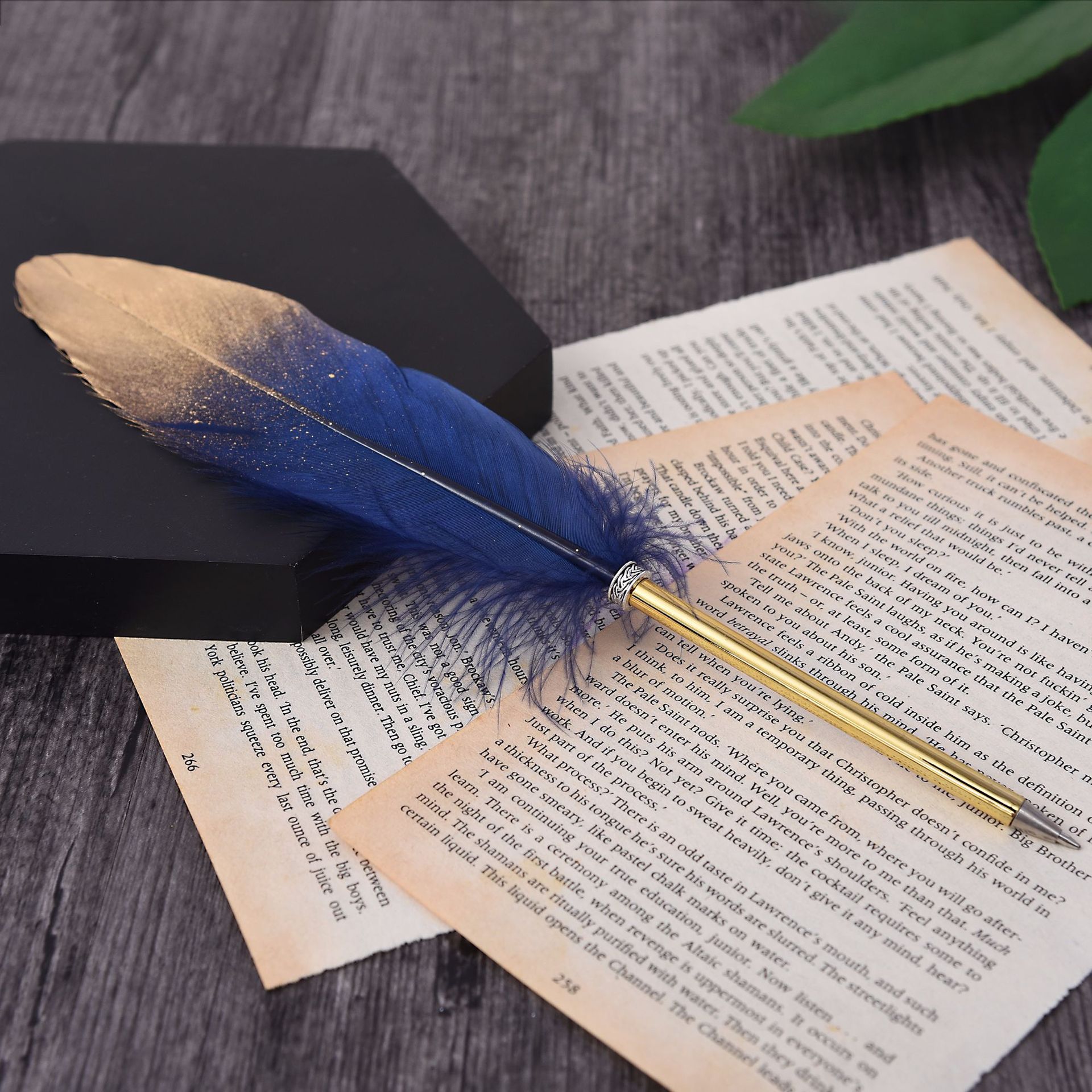 Creative Gold Spray Feather Pen Ballpoint Pen Feather Gel Pen Custom Writing Brush Christmas Gift Wedding Signature Pen