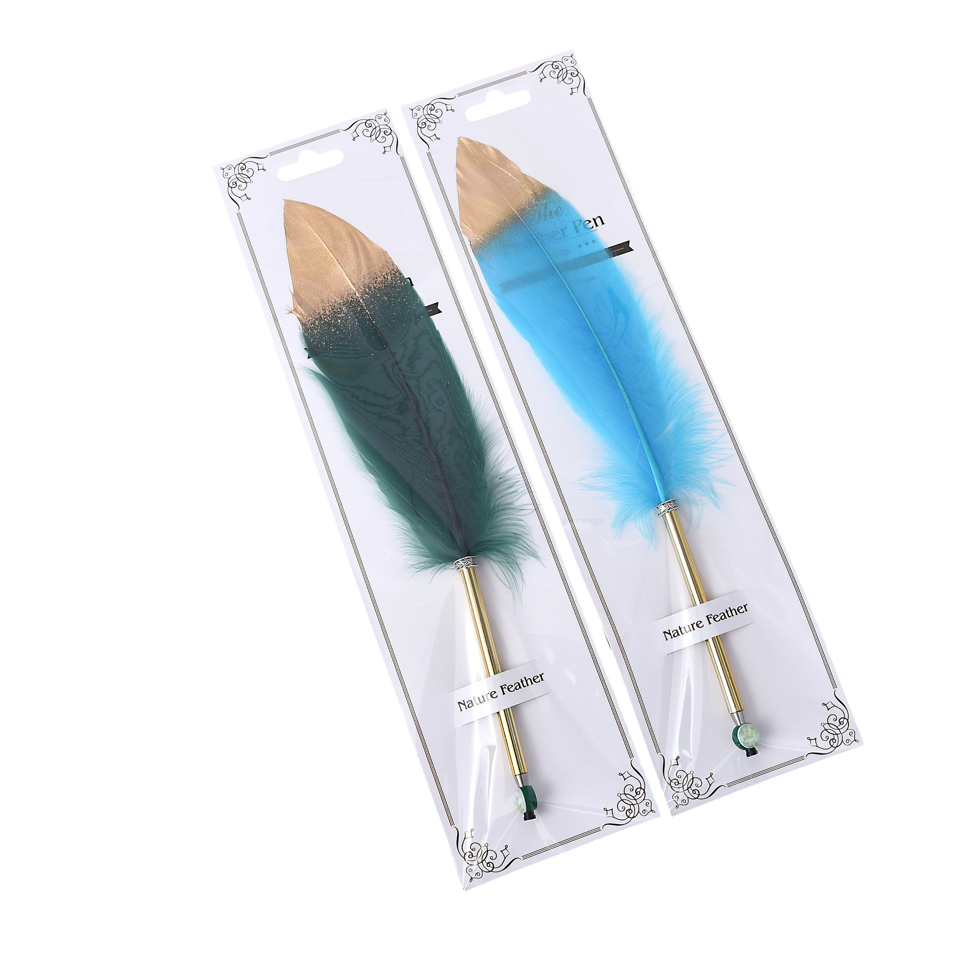 Creative Gold Spray Feather Pen Ballpoint Pen Feather Gel Pen Custom Writing Brush Christmas Gift Wedding Signature Pen