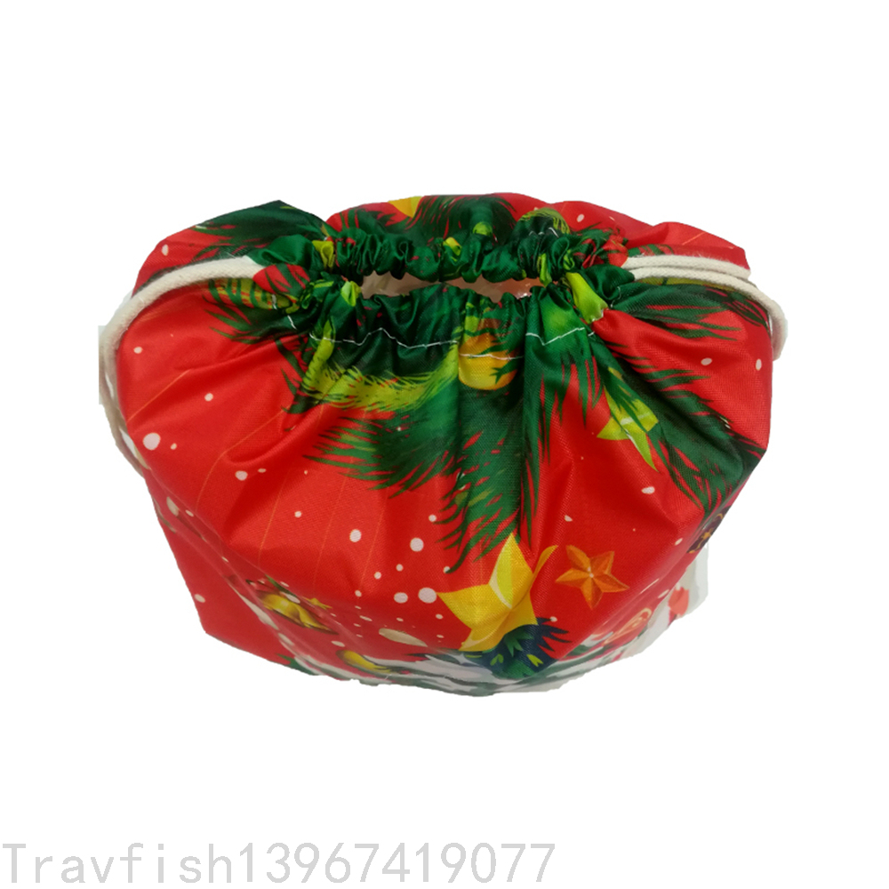 Christmas Polyester Drawstring Bag Santa Claus Festival Decorative Storage Gift Drawstring Bag Candy Gift