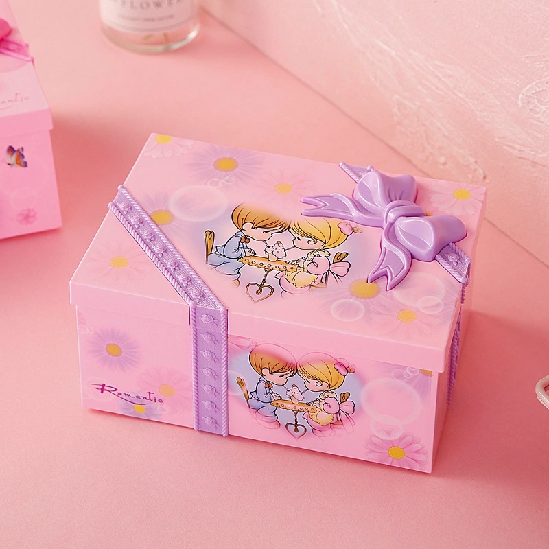 Factory Direct Sales Dancing Girl Bowknot Music Box Jewelry Storage Box Music Box Christmas Holiday Gift