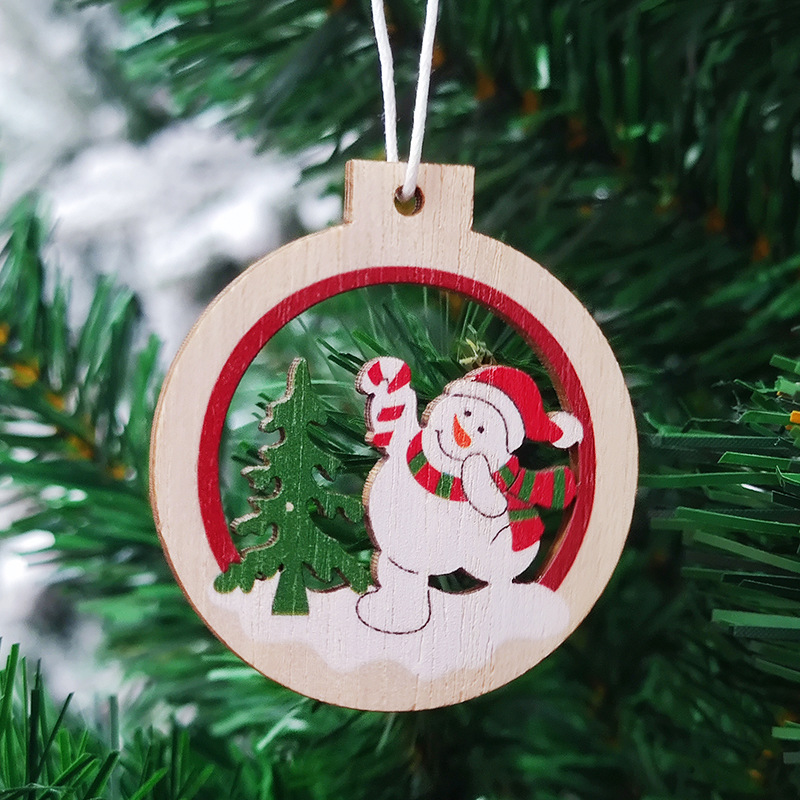 Christmas Decoration Supplies New Cartoon Wooden Christmas Tree Small Pendant Christmas Decorative Tree Ornaments Gift Box Packaging