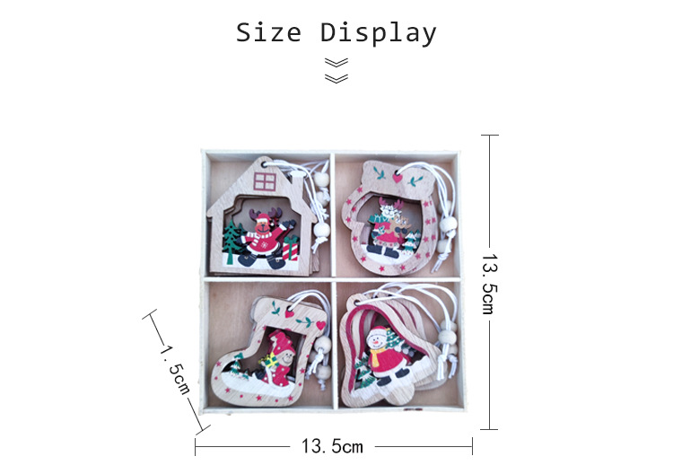 Christmas Decoration Supplies New Cartoon Wooden Christmas Tree Small Pendant Christmas Decorative Tree Ornaments Gift Box Packaging