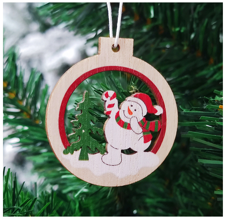 Christmas Decoration Supplies New Cartoon Wooden Christmas Tree Small Pendant Christmas Decorative Tree Ornaments Gift Box Packaging