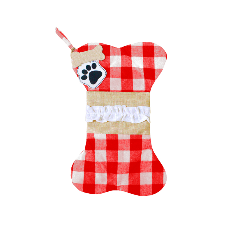 Christmas Decoration Pet Bag Dog&#039;s Paw Bone Gift Bag Red Black Black White Red White Imitation Linen Bag
