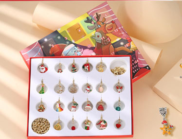 Amazon Christmas Ornaments Countdown Calendar Gift Suit DIY Pendant Cartoon Christmas Bracelet Necklace Gift