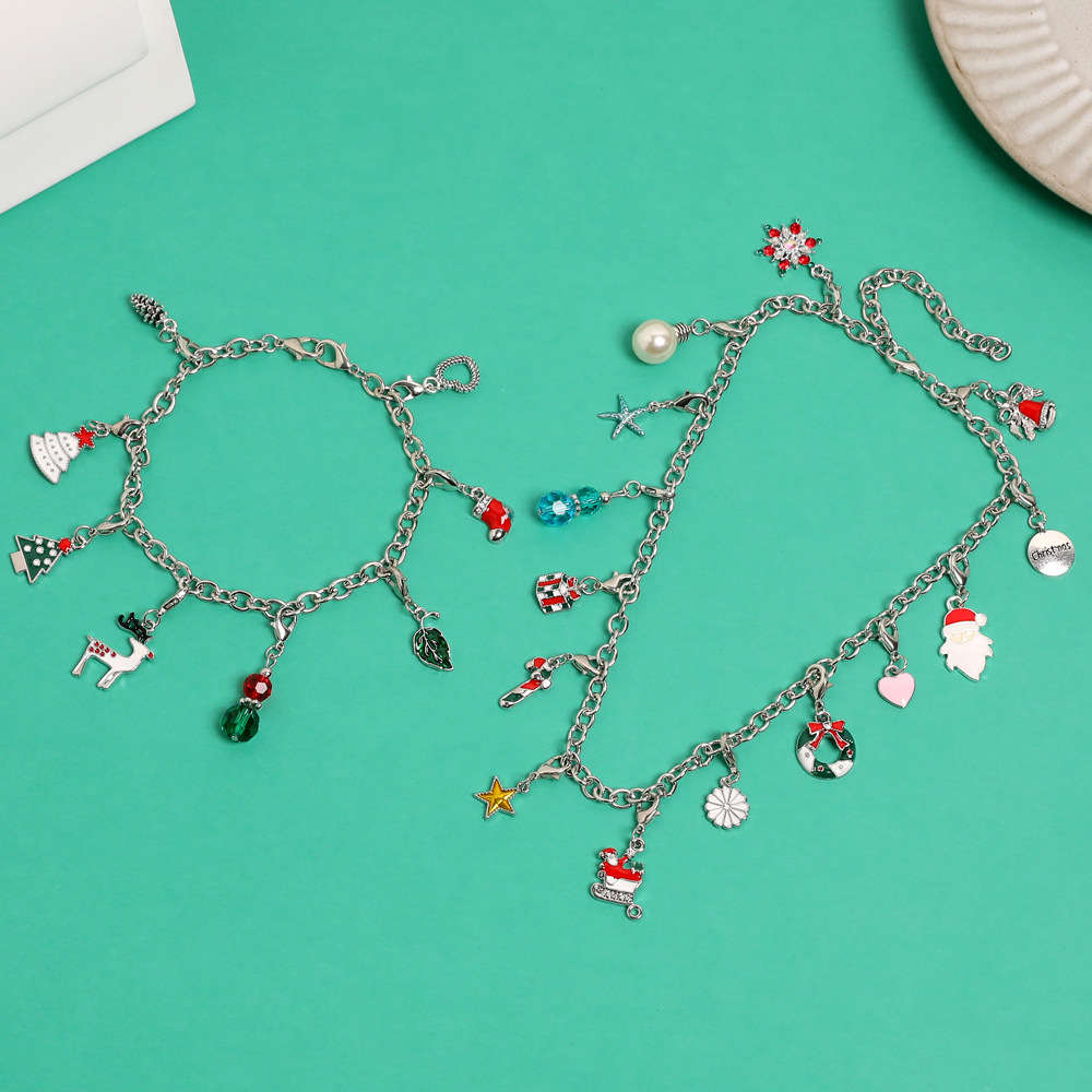 Amazon Christmas Ornaments Countdown Calendar Gift Suit DIY Pendant Cartoon Christmas Bracelet Necklace Gift