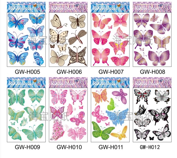 GWH5D gold Butterfly layer gilded Butterfly wall stickers home decor stickers removable