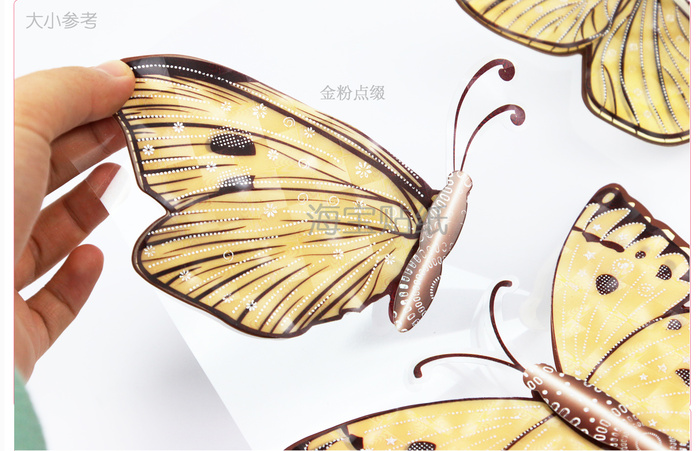 GWH5D gold Butterfly layer gilded Butterfly wall stickers home decor stickers removable