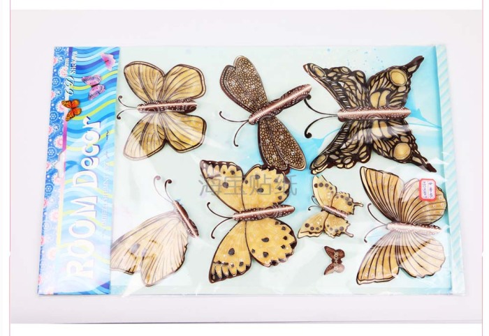 GWH5D gold Butterfly layer gilded Butterfly wall stickers home decor stickers removable