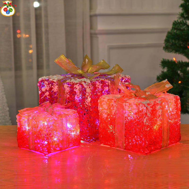 XM-6115 Gift Bag Three-Piece Brushed Christmas Decorations Led Night Light Christmas Craftwork