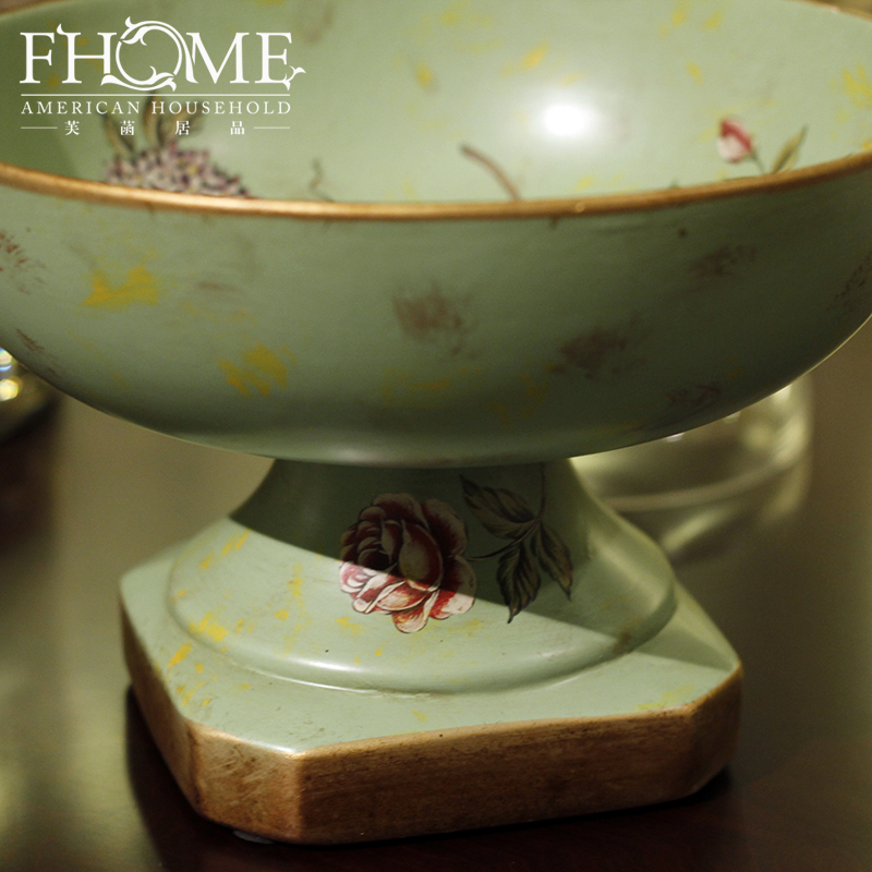 American pastoral painting ceramic fruit bowl home decor boutique flower ornaments