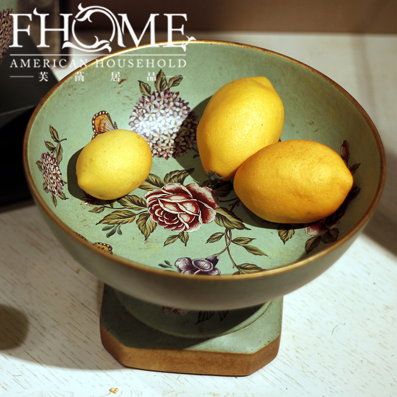 American pastoral painting ceramic fruit bowl home decor boutique flower ornaments