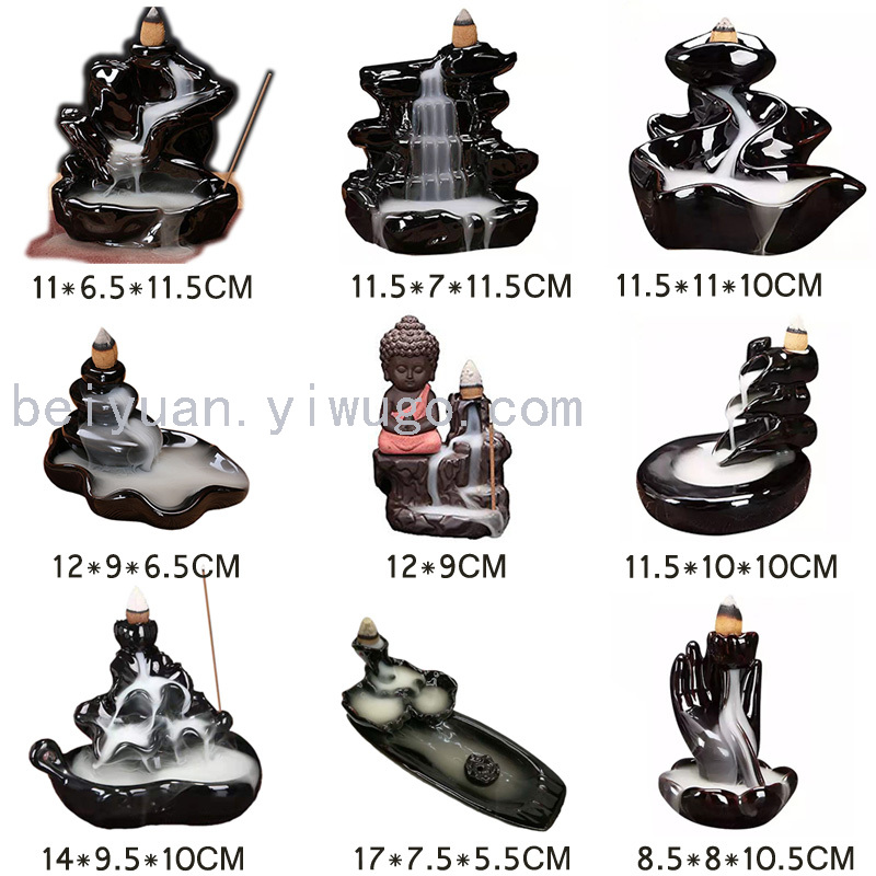 Ceramic Backflow Incense Burner Ceramic Censer Home Decor Decoration Aromatherapy Smoke Backflow Stick Incense Censer