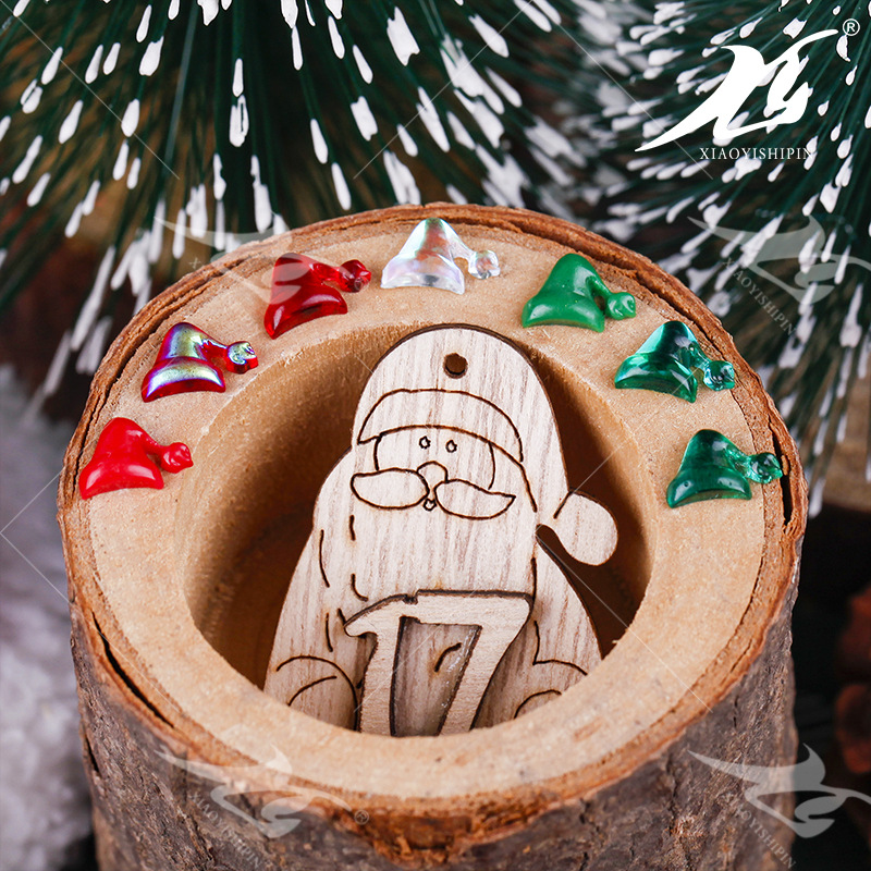 Creative Resin Christmas Hat Modeling Simple Flat Resin DIY Manicure Jewelry Nail Ornament Christmas Series